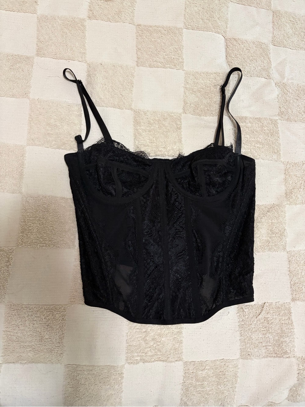 SHEIN Black Lace Bustier Top with Adjustable Straps